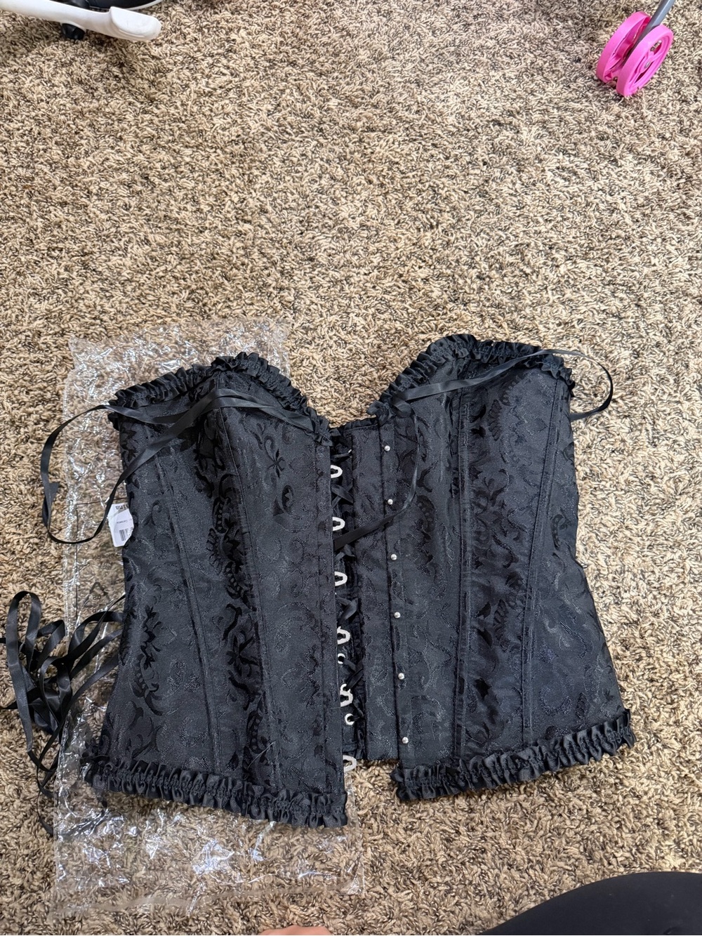 Black Lace-Trim Bustier Corset Top